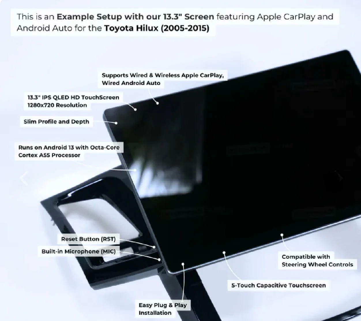 13.3 Inch Car Tablet - Wireless Apple CarPlay/Android Auto - Image 8